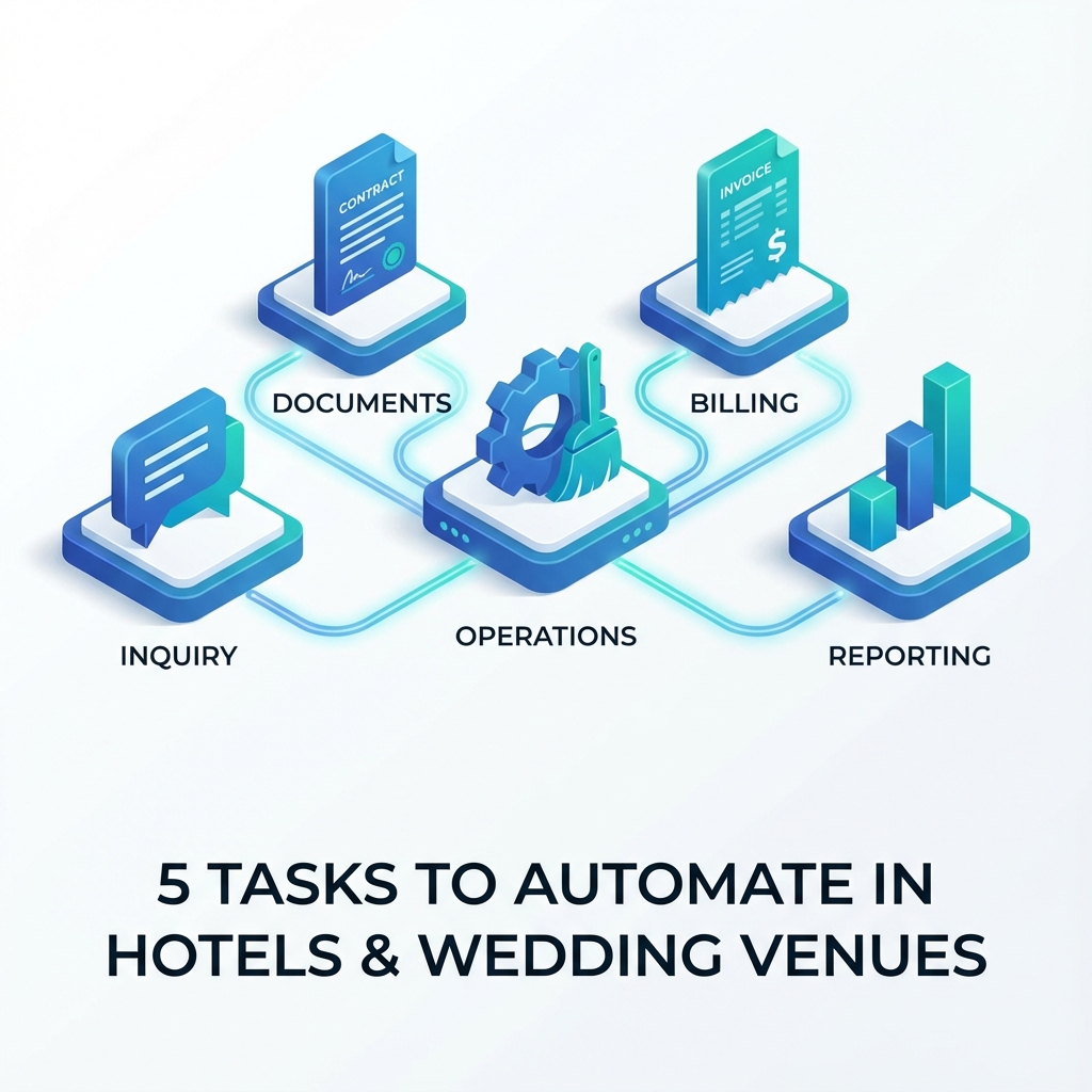 自動化すべき5つの業務：問い合わせ、書類作成、オペレーション、請求、レポート
